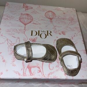 Baby Dior Silver Ballet Crib Shoes